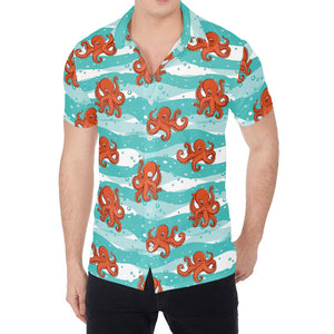 Cartoon Octopus Pattern Print Men's Shirt