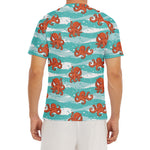 Cartoon Octopus Pattern Print Men's Short Sleeve Rash Guard