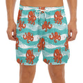 Cartoon Octopus Pattern Print Men's Split Running Shorts
