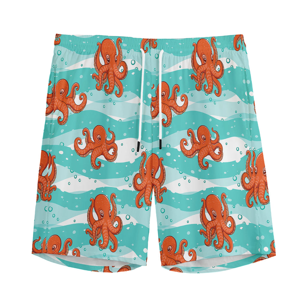Cartoon Octopus Pattern Print Men's Sports Shorts
