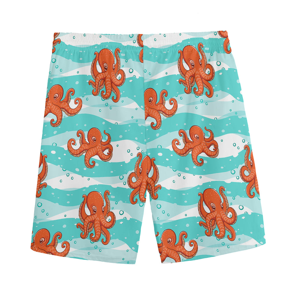 Cartoon Octopus Pattern Print Men's Sports Shorts
