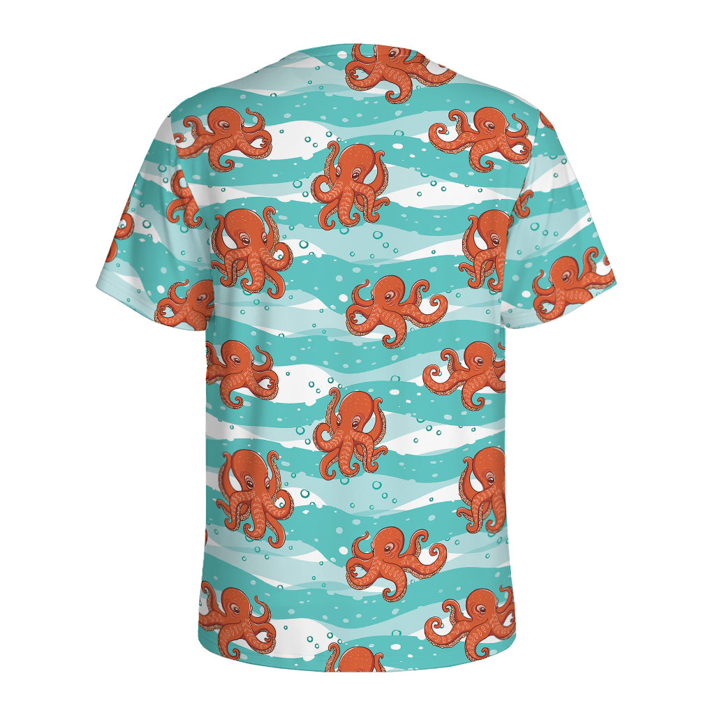 Cartoon Octopus Pattern Print Men's Sports T-Shirt