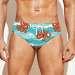 Cartoon Octopus Pattern Print Men's Swim Briefs