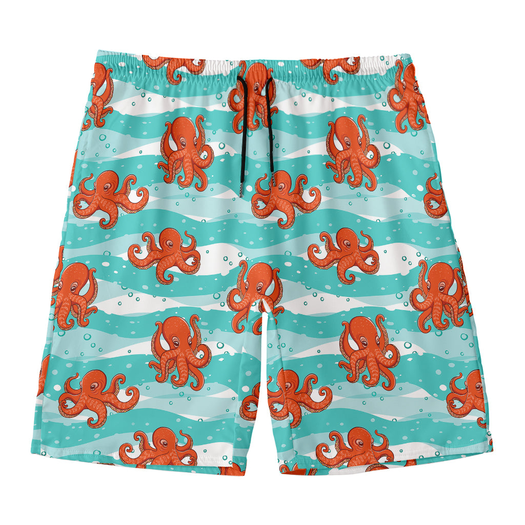 Cartoon Octopus Pattern Print Men's Swim Trunks