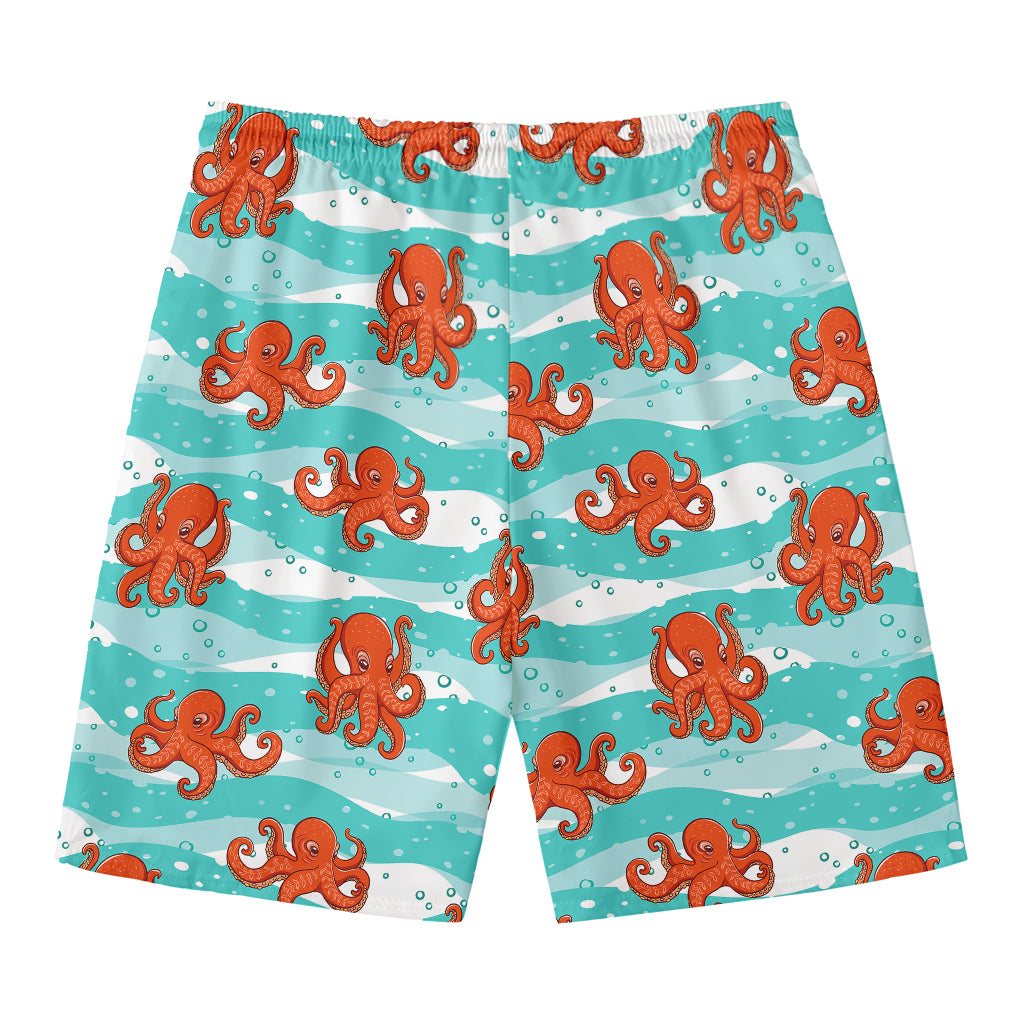 Cartoon Octopus Pattern Print Men's Swim Trunks