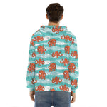 Cartoon Octopus Pattern Print Men's Velvet Pullover Hoodie