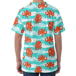 Cartoon Octopus Pattern Print Men's Velvet T-Shirt