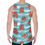 Cartoon Octopus Pattern Print Men's Velvet Tank Top