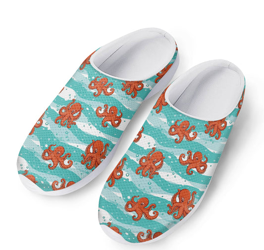 Cartoon Octopus Pattern Print Mesh Casual Shoes