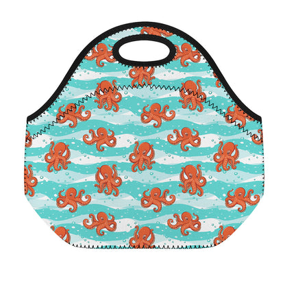 Cartoon Octopus Pattern Print Neoprene Lunch Bag