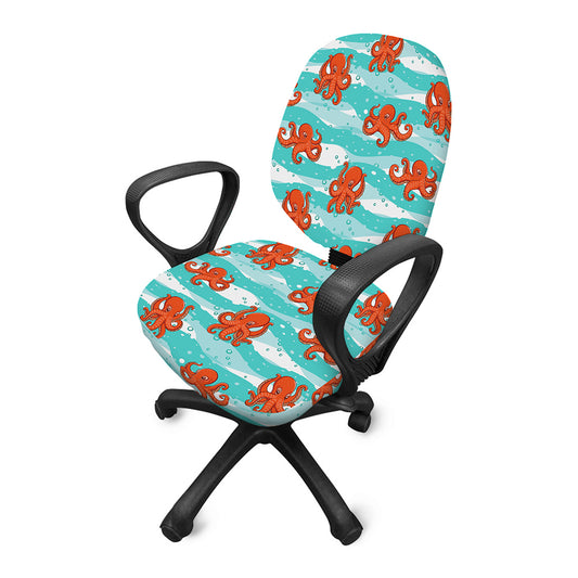 Cartoon Octopus Pattern Print Office Chair Cover