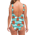 Cartoon Octopus Pattern Print One Piece Swimsuit