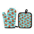 Cartoon Octopus Pattern Print Oven Mitt And Pot Holder Set