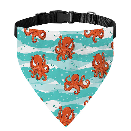 Cartoon Octopus Pattern Print Over The Collar Dog Bandana