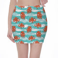 Cartoon Octopus Pattern Print Pencil Mini Skirt