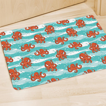 Cartoon Octopus Pattern Print Polyester Doormat