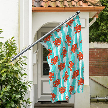 Cartoon Octopus Pattern Print Polyester Flag