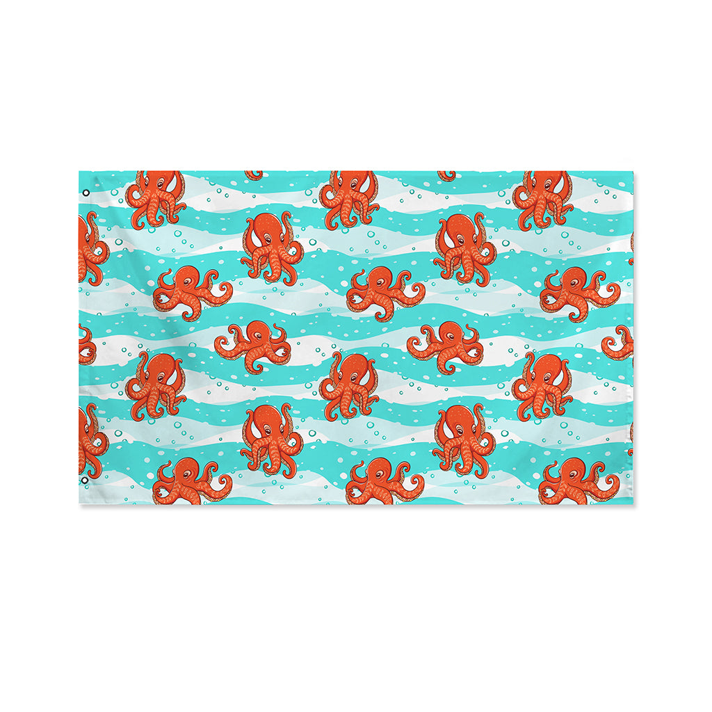 Cartoon Octopus Pattern Print Polyester Flag