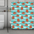 Cartoon Octopus Pattern Print Polyester Shower Curtain