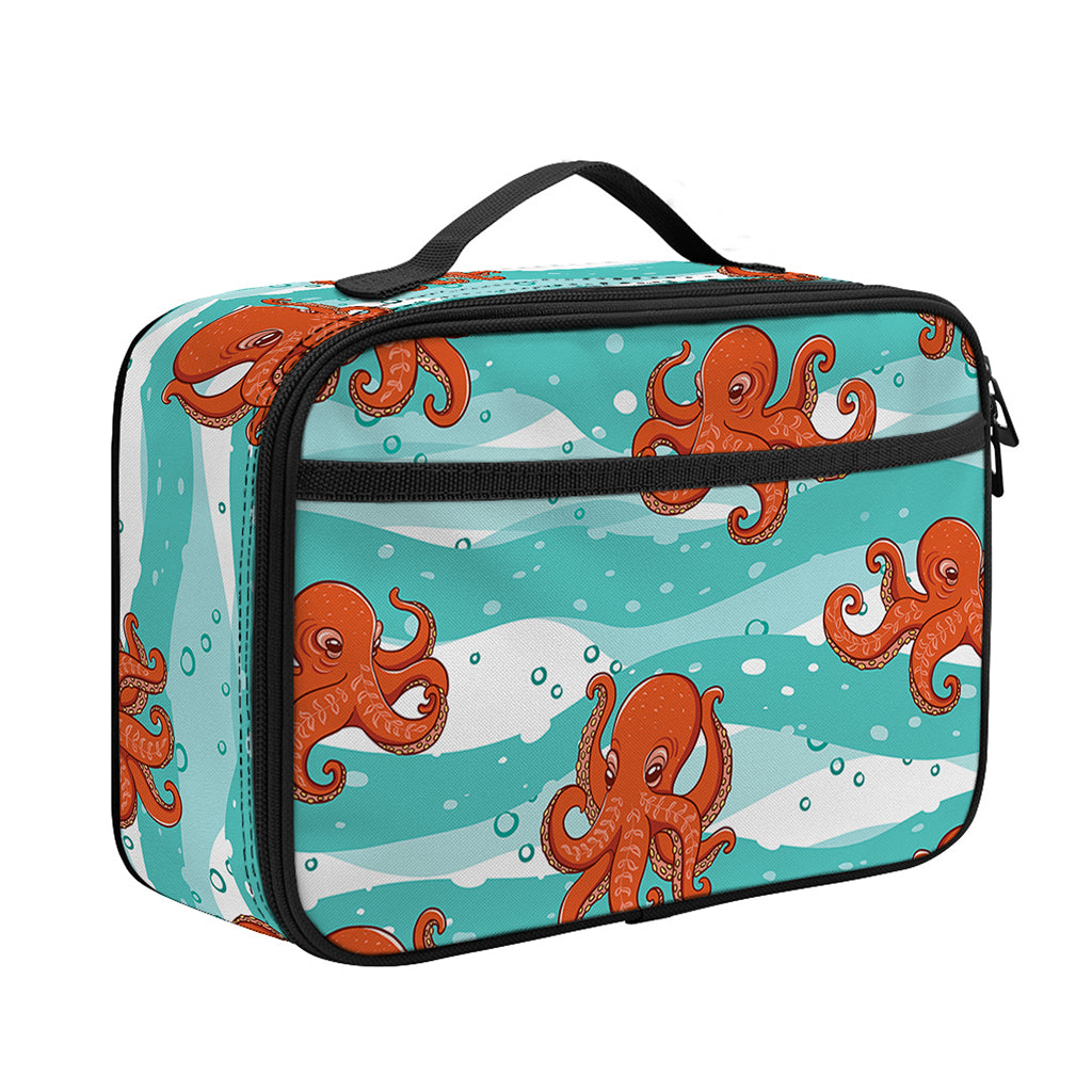 Cartoon Octopus Pattern Print Portable Lunch Bag
