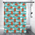 Cartoon Octopus Pattern Print Premium Shower Curtain