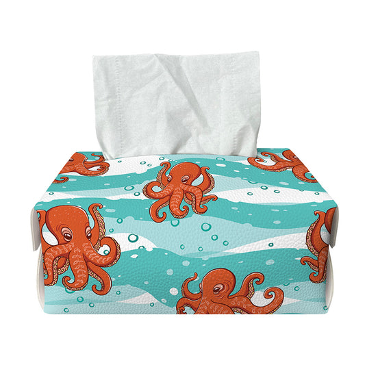 Cartoon Octopus Pattern Print Rectangle Tissue Box Cover