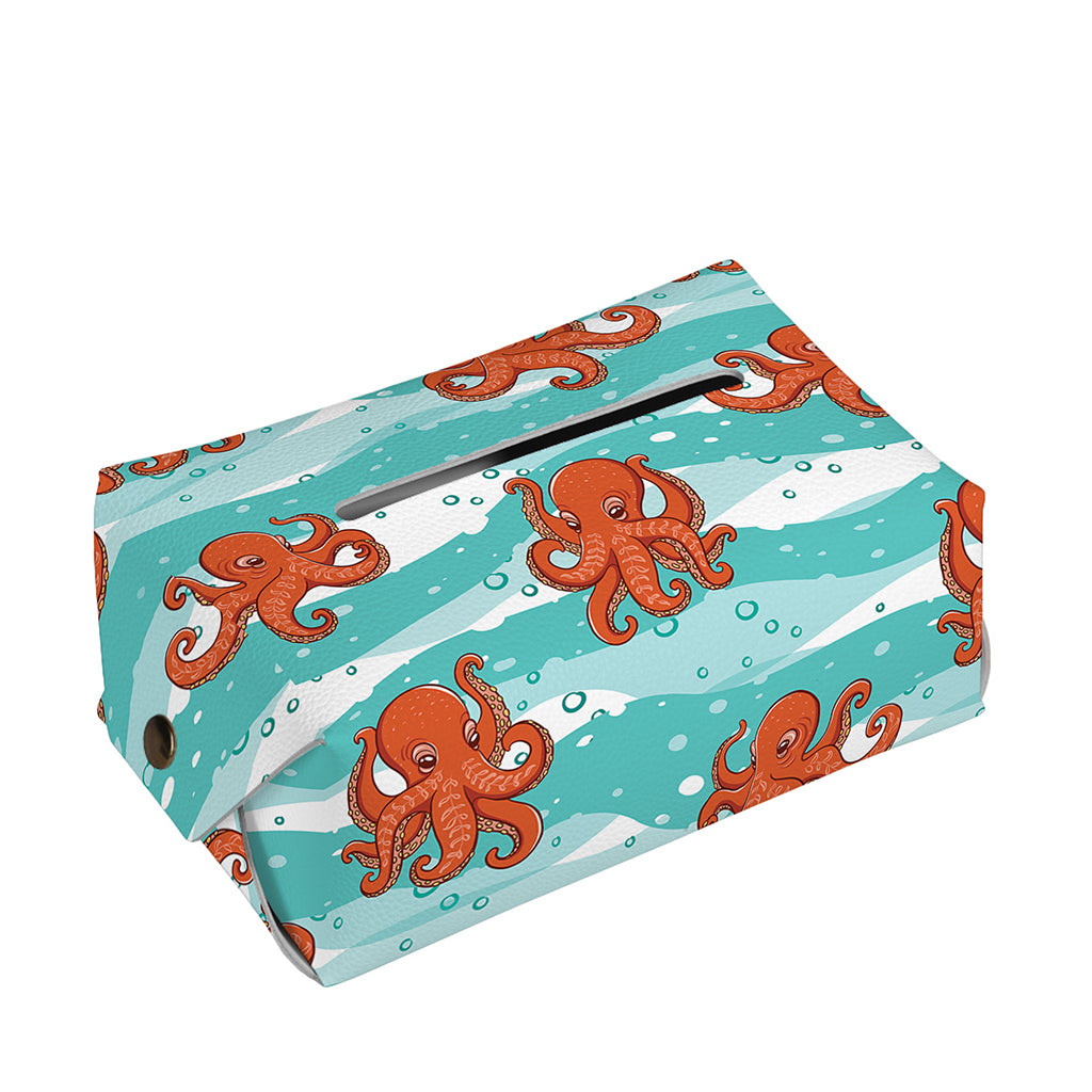 Cartoon Octopus Pattern Print Rectangle Tissue Box Cover