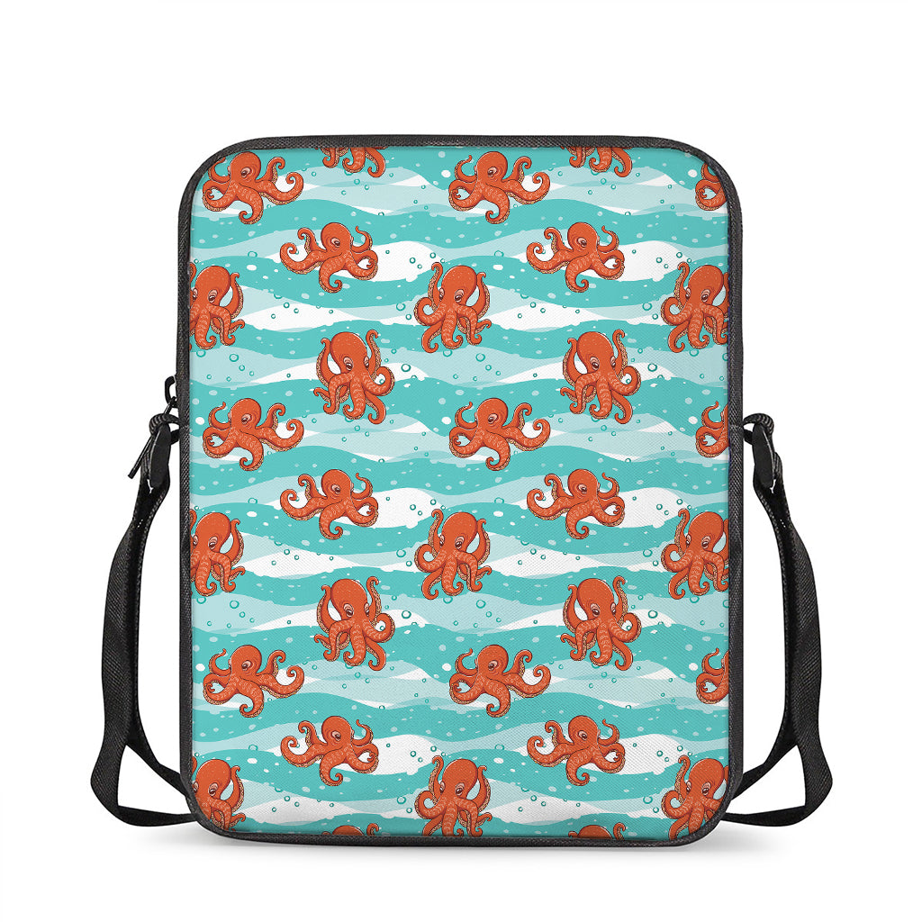 Cartoon Octopus Pattern Print Rectangular Crossbody Bag
