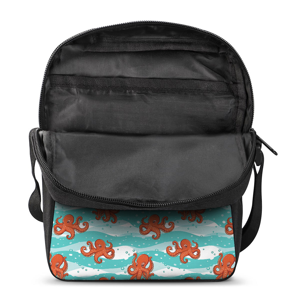 Cartoon Octopus Pattern Print Rectangular Crossbody Bag