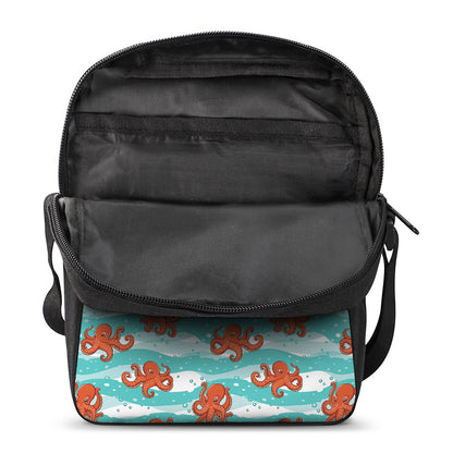 Cartoon Octopus Pattern Print Rectangular Crossbody Bag