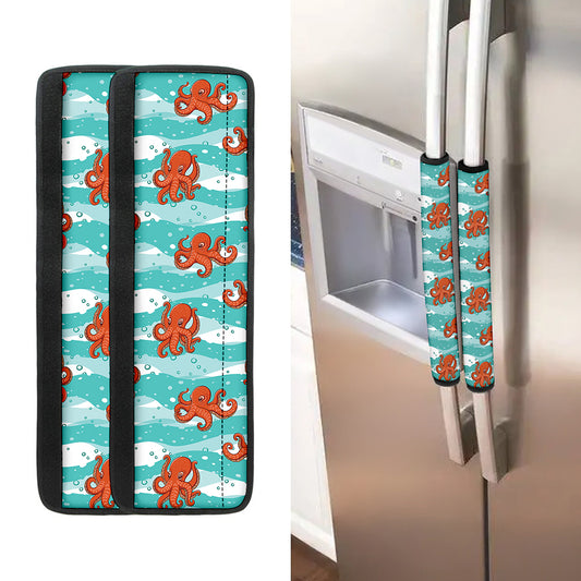 Cartoon Octopus Pattern Print Refrigerator Handle Covers