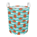 Cartoon Octopus Pattern Print Round Laundry Basket