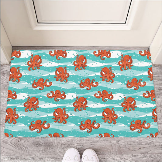 Cartoon Octopus Pattern Print Rubber Doormat