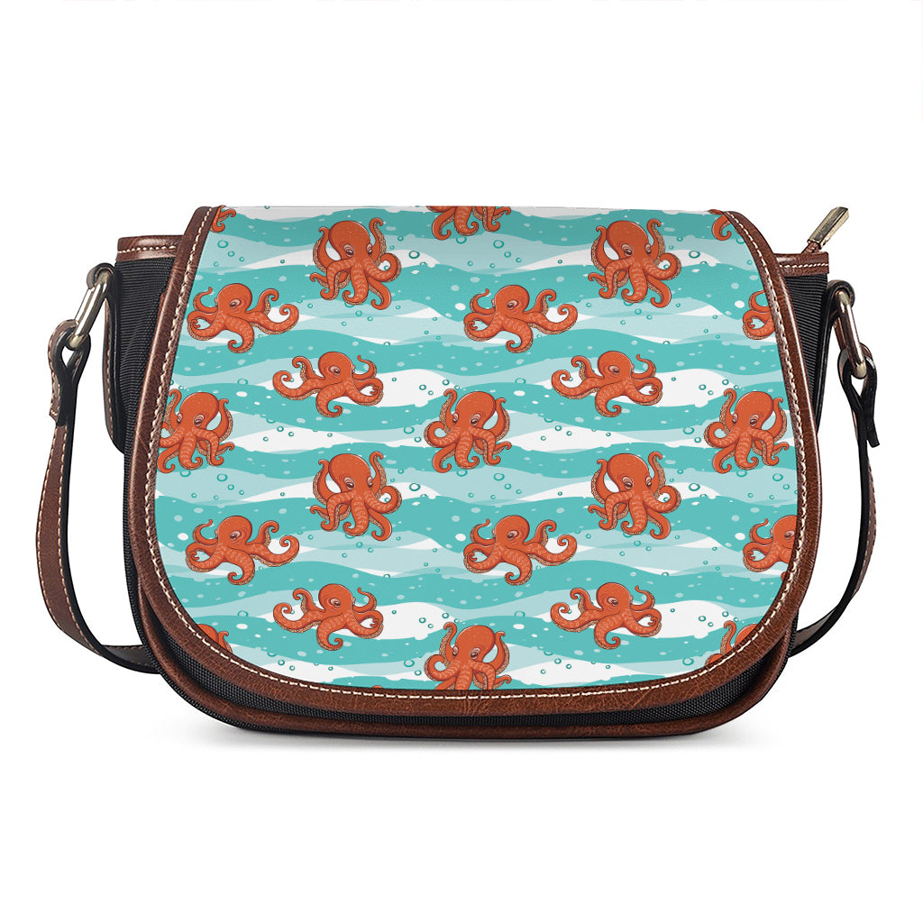 Cartoon Octopus Pattern Print Saddle Bag