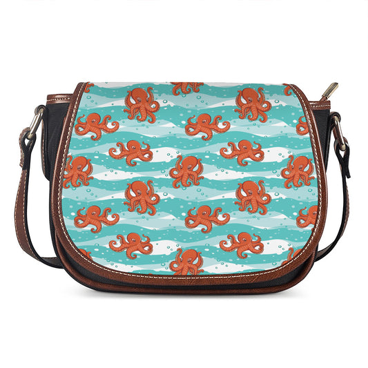 Cartoon Octopus Pattern Print Saddle Bag