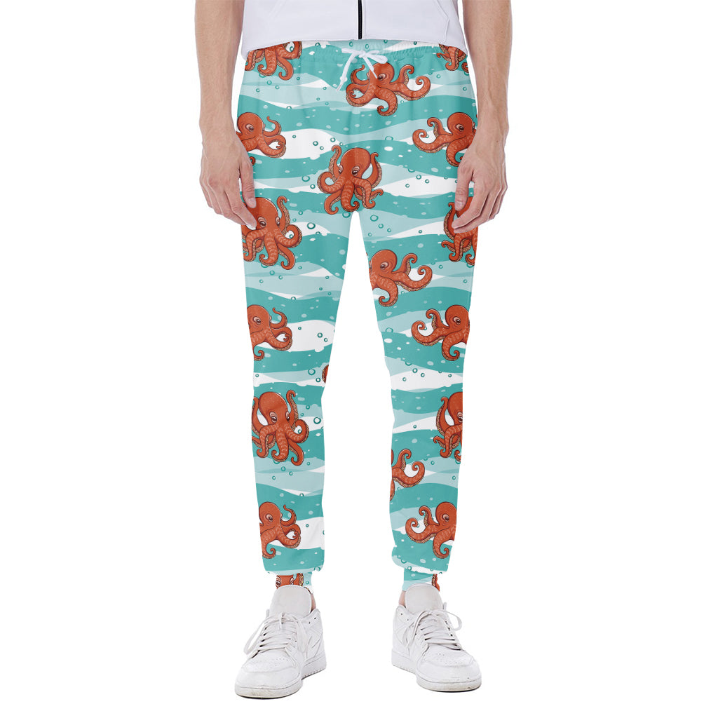 Cartoon Octopus Pattern Print Scuba Joggers