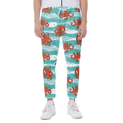 Cartoon Octopus Pattern Print Scuba Joggers