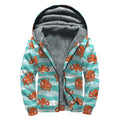 Cartoon Octopus Pattern Print Sherpa Lined Zip Up Hoodie