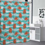 Cartoon Octopus Pattern Print Shower Curtain