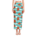 Cartoon Octopus Pattern Print Side Slit Maxi Skirt