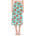Cartoon Octopus Pattern Print Side Slit Midi Skirt