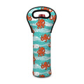 Cartoon Octopus Pattern Print Single Neoprene Wine Tote