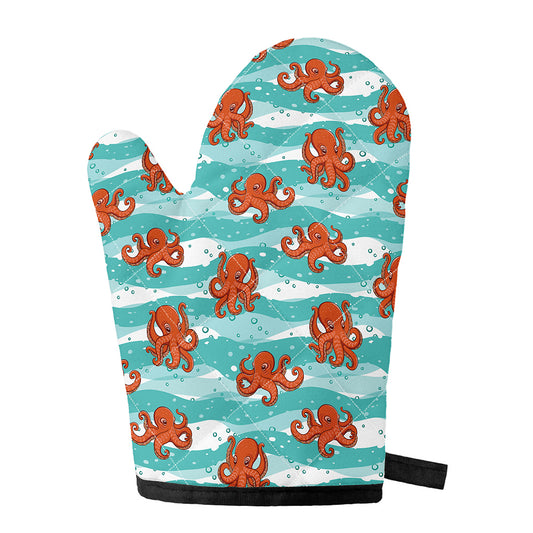 Cartoon Octopus Pattern Print Single Oven Mitt