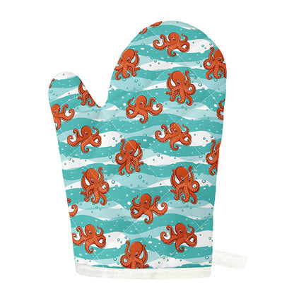 Cartoon Octopus Pattern Print Single Oven Mitt
