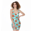 Cartoon Octopus Pattern Print Sleeveless Bodycon Dress