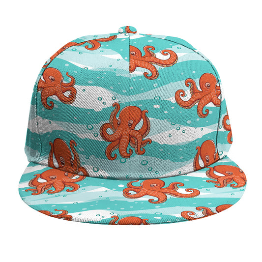 Cartoon Octopus Pattern Print Snapback Cap