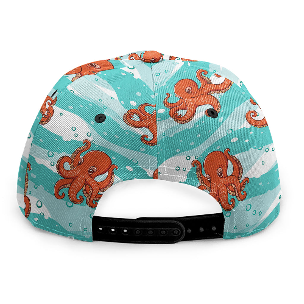 Cartoon Octopus Pattern Print Snapback Cap