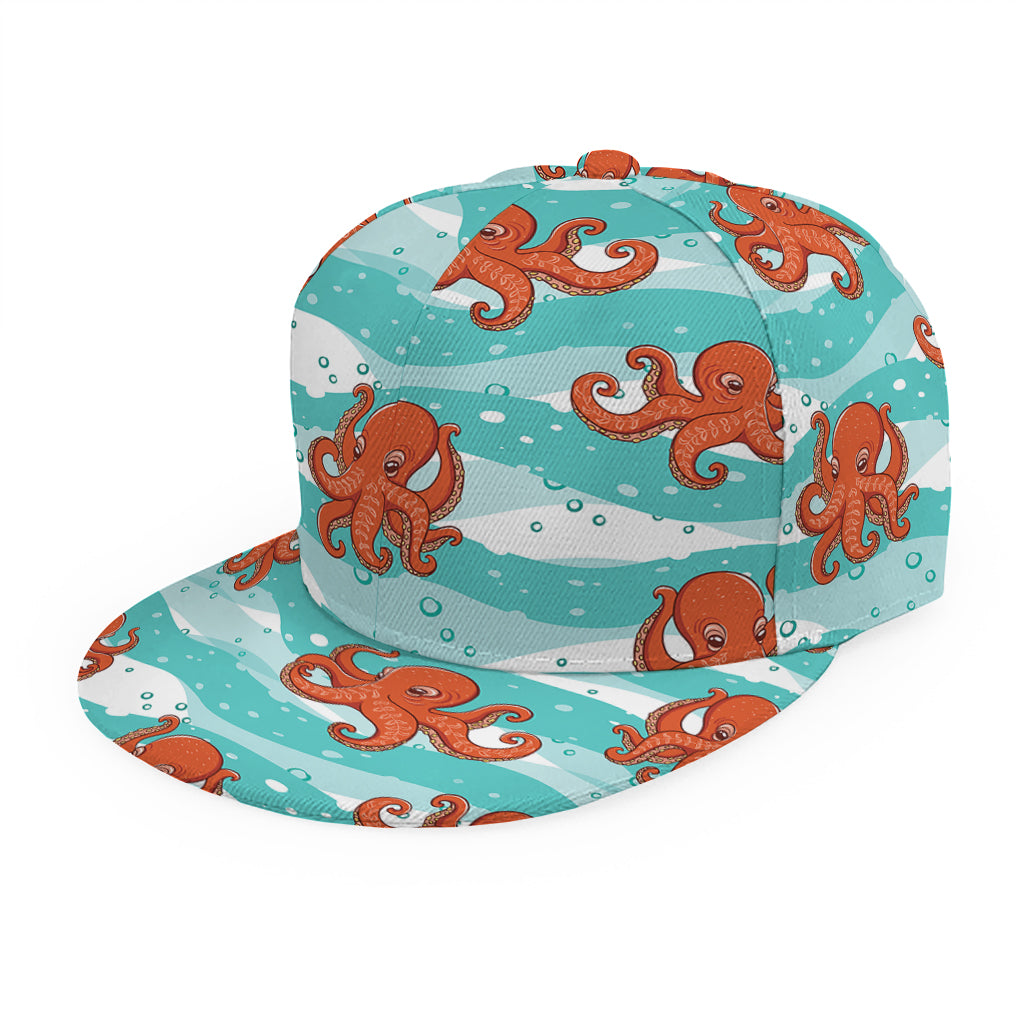 Cartoon Octopus Pattern Print Snapback Cap