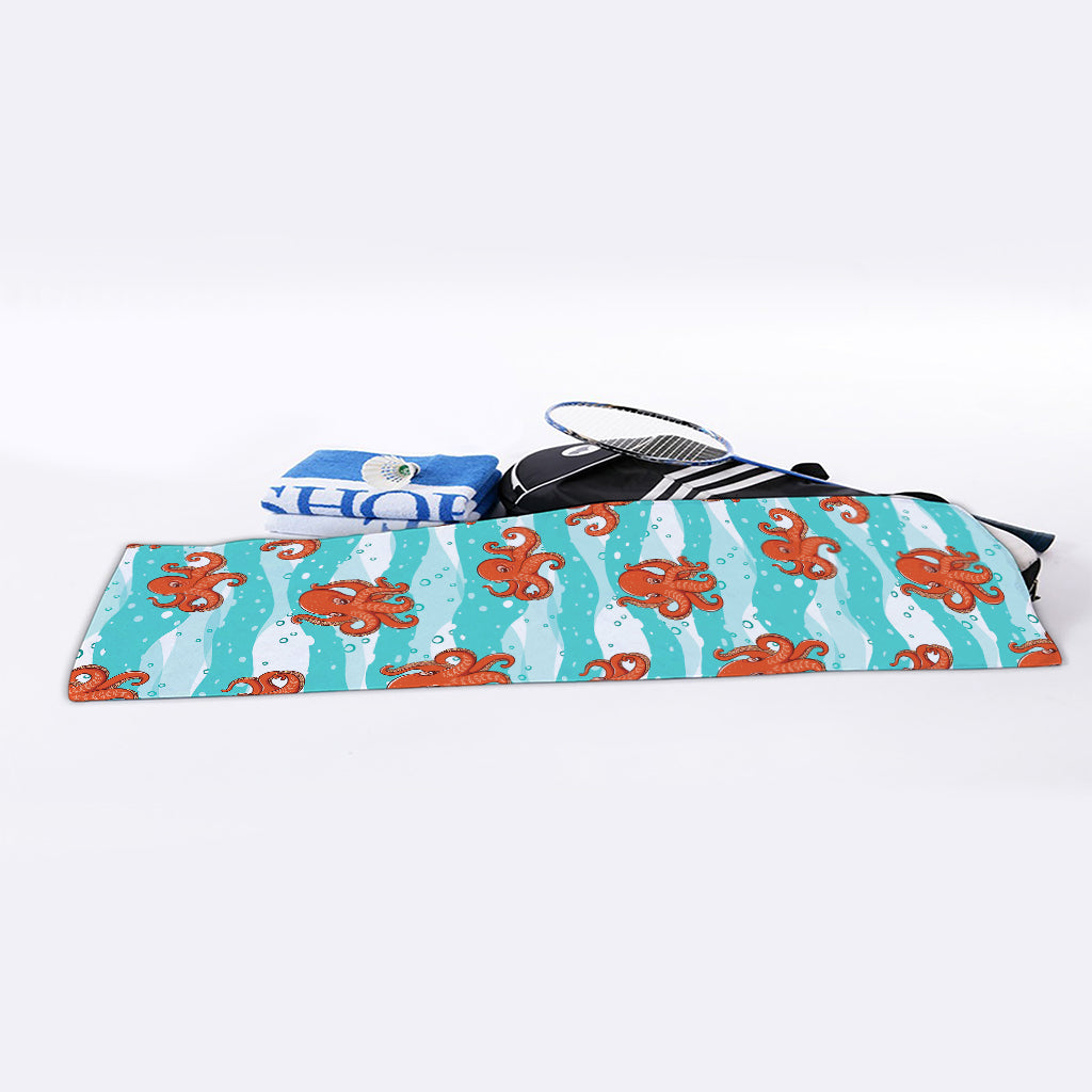 Cartoon Octopus Pattern Print Sports Towel
