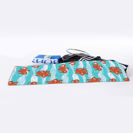 Cartoon Octopus Pattern Print Sports Towel